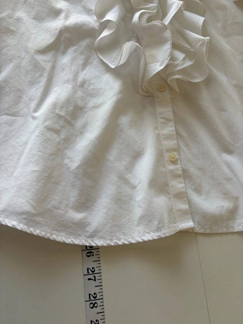 Lauren Ralph Lauren White Victorian Ruffle Button-Front Shirt (XL) Boho Revival - Picture 11 of 12